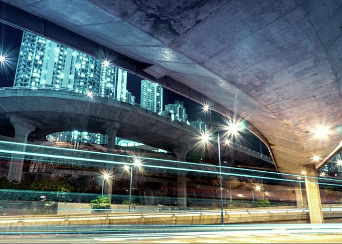 Panoramic Greeting Card featuring the photograph Under The Flyover by Dragon For Real