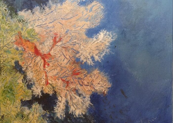 Corals Greeting Card featuring the painting Under water happiness by Delona Seserman