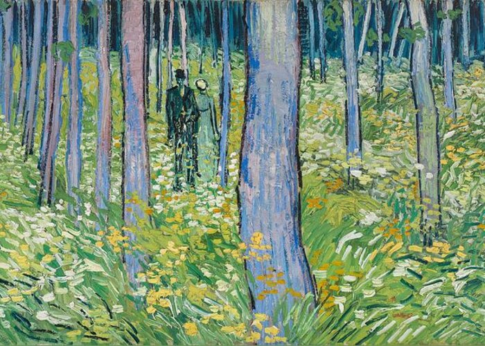 Van Gogh Greeting Card featuring the painting Undergrowth With Two Figures, 1890 by Vincent van Gogh