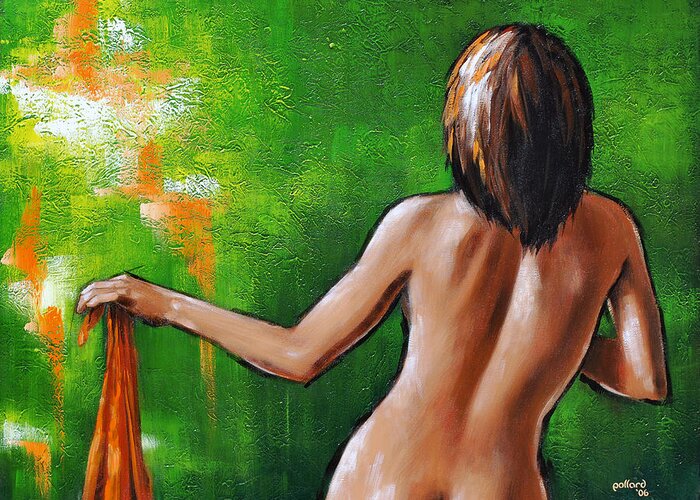 Nude Greeting Card featuring the painting Undressed by Glenn Pollard
