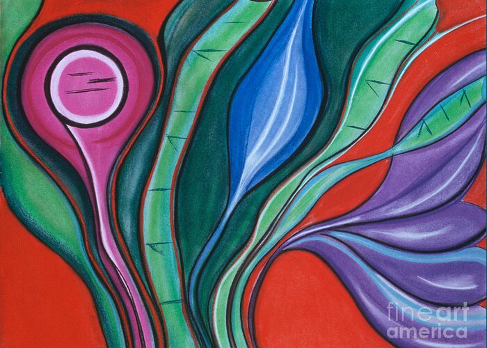 Oragne Greeting Card featuring the pastel Unfolding by Birgit Seeger-Brooks