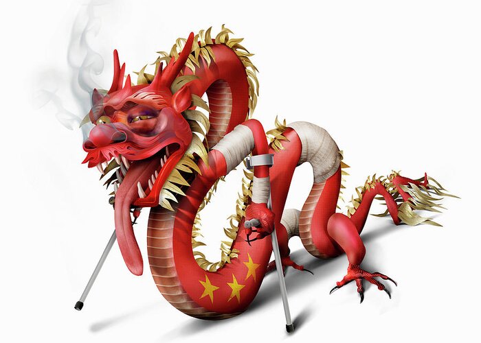 Adversity Greeting Card featuring the photograph Unhealthy Chinese Dragon by Ikon Ikon Images
