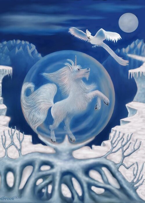 Unicorn Greeting Card featuring the digital art Unicorn In A Bubble by Glenn Holbrook