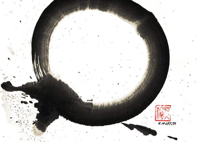 Enso Greeting Card featuring the painting Union Enso by Ellen Miffitt