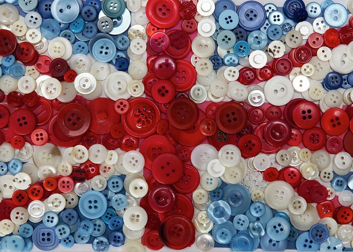 Brampton Greeting Card featuring the photograph Union Jack In Buttons by Lisa Stokes