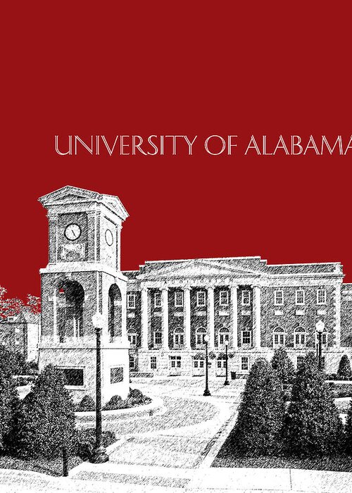 University Greeting Card featuring the digital art University of Alabama #2 - Dark Red by DB Artist