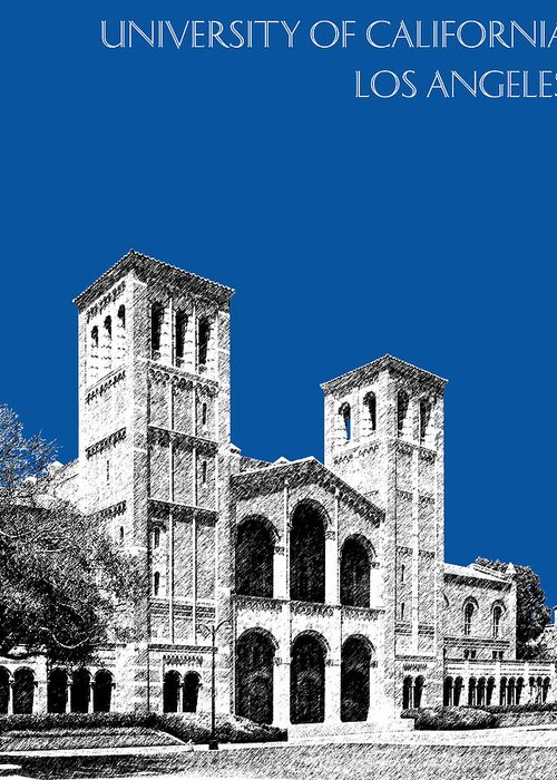 University Greeting Card featuring the digital art University of California Los Angeles - Royal Blue by DB Artist