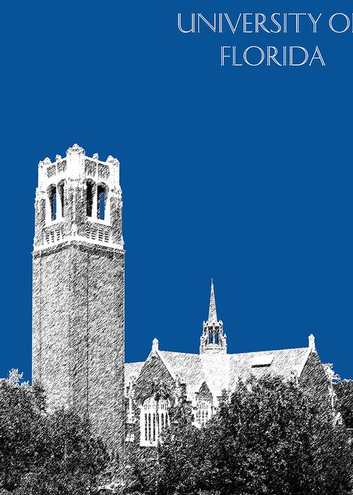 University Greeting Card featuring the digital art University of Florida - Royal Blue by DB Artist