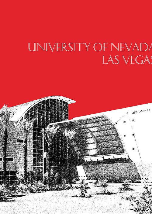University Greeting Card featuring the digital art University of Nevada Las Vegas - Red by DB Artist