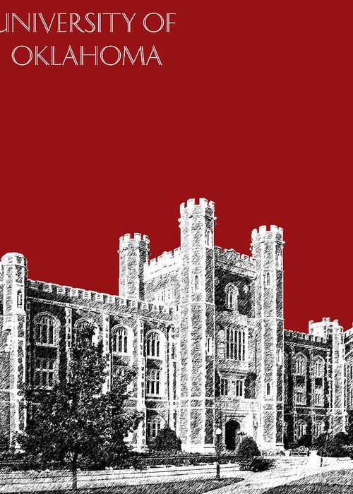 University Greeting Card featuring the digital art University of Oklahoma - Dark Red by DB Artist