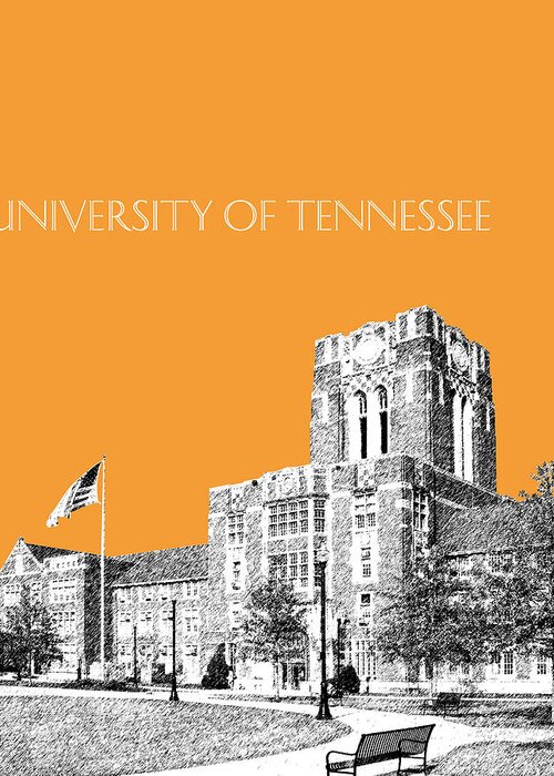 University Greeting Card featuring the digital art University of Tennessee - Orange by DB Artist