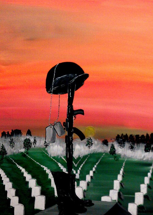 National Cemetery Greeting Card featuring the painting Unknown Hero by Mark Moore