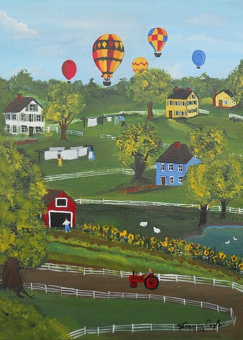 Landscape Greeting Card featuring the painting Up Up and Away by Virginia Coyle