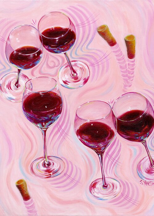 Wine Goblet Greeting Card featuring the painting Uplifting Spirits by Sandi Whetzel