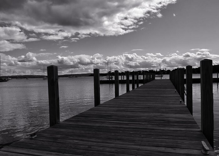 Upon The Dock Greeting Card featuring the photograph Upon the Dock mono by Rachel Cohen