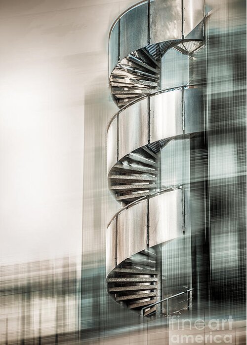 Stairs Greeting Card featuring the digital art Urban Drill - Cyan by Hannes Cmarits