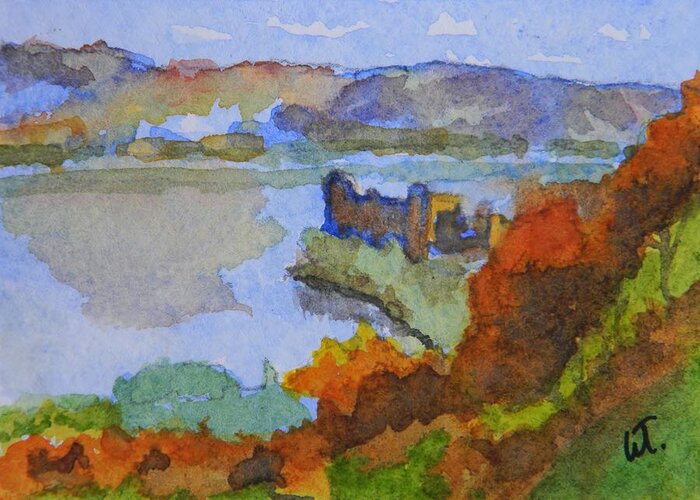 Urquhart Castle Greeting Card featuring the painting Urquhart Castle by Warren Thompson