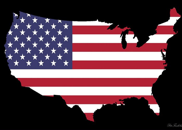 Map Greeting Card featuring the photograph USA and Flag by Pete Trenholm
