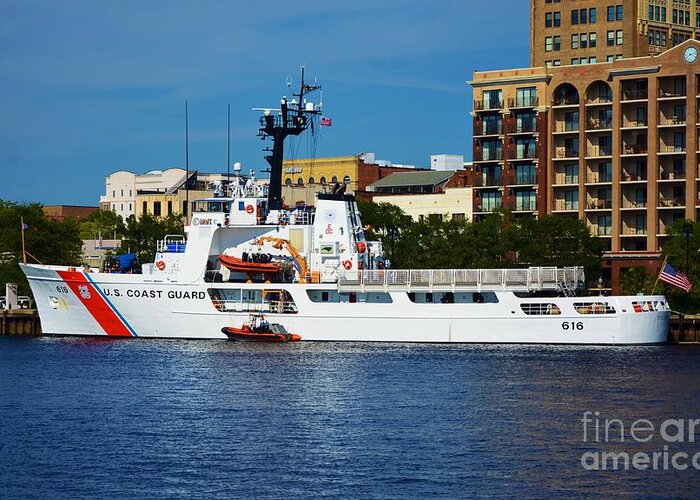 Red Greeting Card featuring the photograph U S Coast Guard 616 by Bob Sample