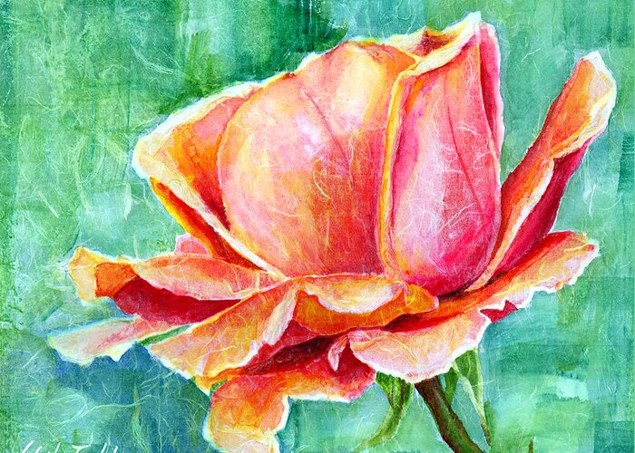 Rose Greeting Card featuring the painting Valentine Rose by Hailey E Herrera