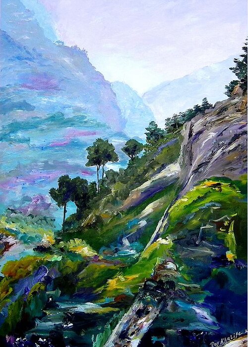 Valleys Greeting Card featuring the painting Valley of Saints by Ray Khalife