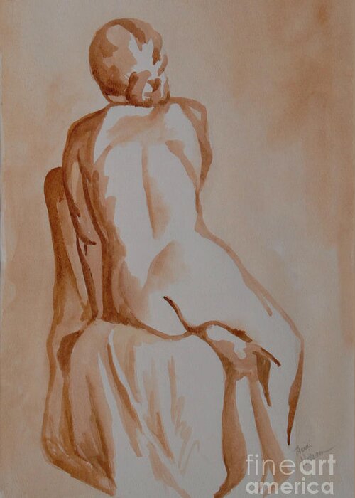 Figurative Greeting Card featuring the painting Value Study in Umber Posterior by Heidi E Nelson