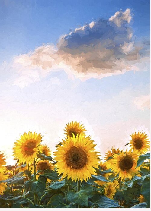 Van Gogh Style Digital Painting Sunflower Summer Sunset Landscape