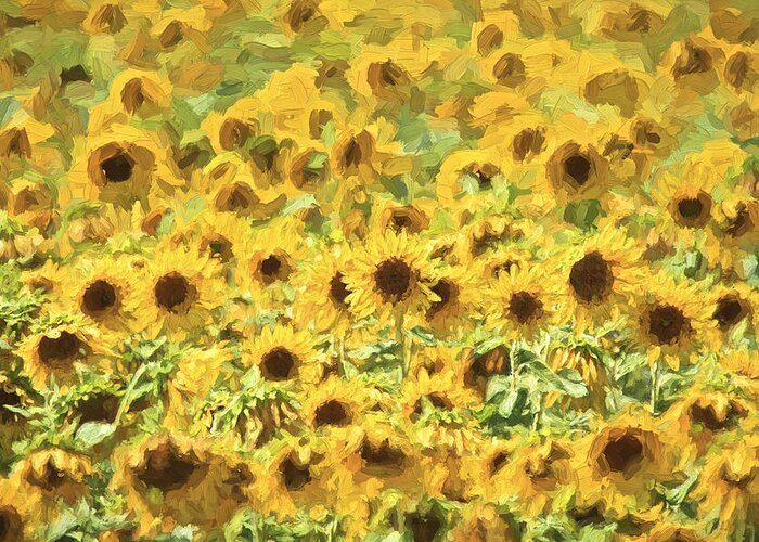 Sunflowers Greeting Card featuring the painting Van Gogh Sunflowers by David Letts