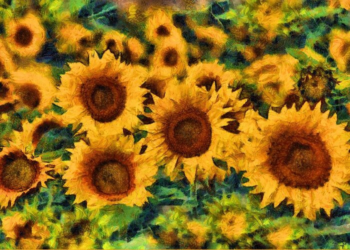Yellow Greeting Card featuring the photograph Van Gogh tribute by Mick Flynn