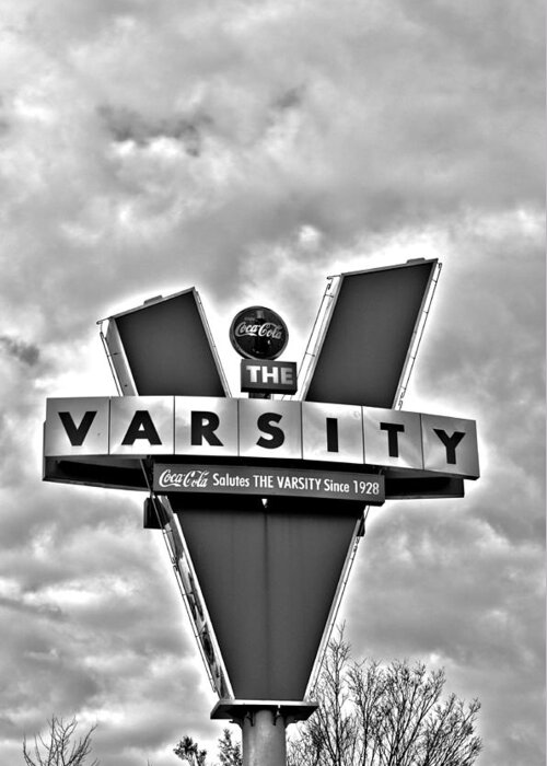 Varsity Greeting Card featuring the photograph Varsity Black and White by A R Williams