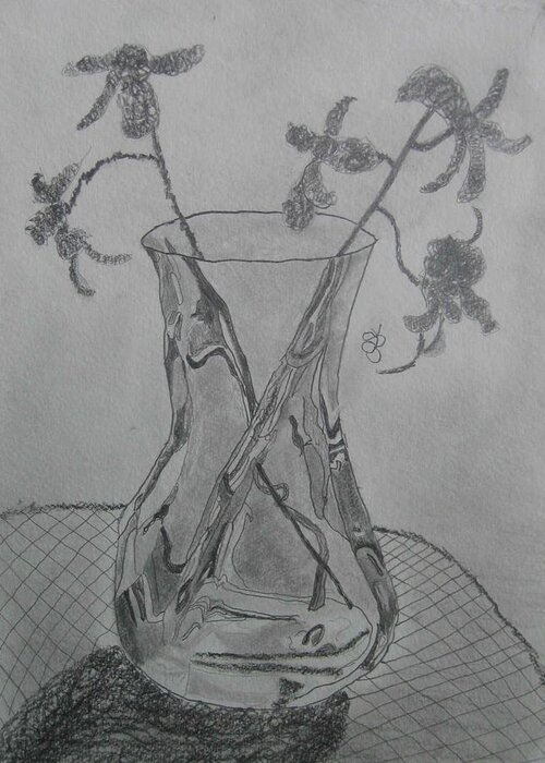 Vase Greeting Card featuring the drawing Vase by AJ Brown