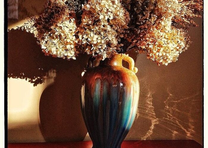 Mobilephotography Greeting Card featuring the photograph Vase And Flowers Still Life by Paul Cutright
