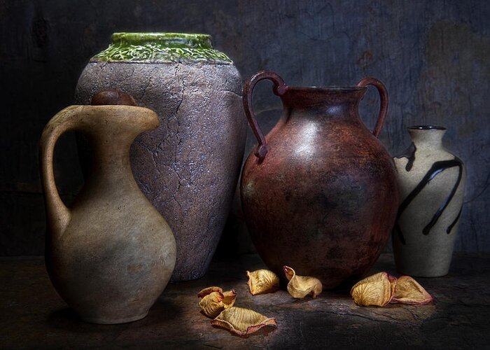 Amphora Greeting Card featuring the photograph Vases and Urns Still Life by Tom Mc Nemar