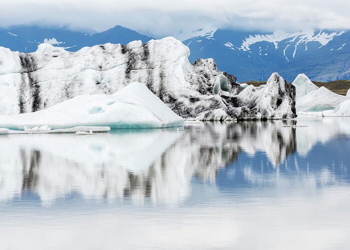 Tranquility Greeting Card featuring the photograph Vatnajokull Glacier Reflected In Still by Pixelchrome Inc