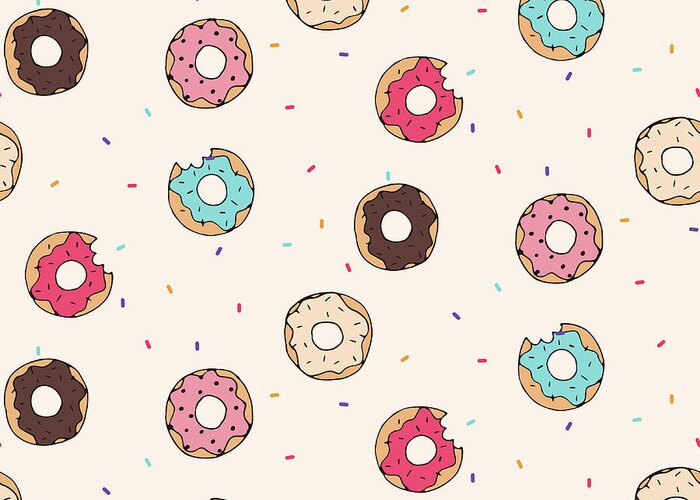 Breakfast Greeting Card featuring the digital art Vector Seamless Pattern With Donuts by Victoria pineapple