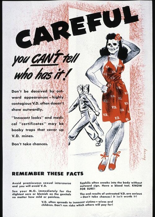 Poster Greeting Card featuring the photograph Venereal Disease Poster, 1940's by Library & Archives Canada