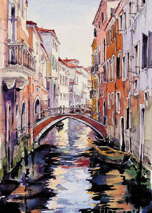 Venetian Sunlight Greeting Card featuring the painting Venetian Sunlight by Maria Rabinky