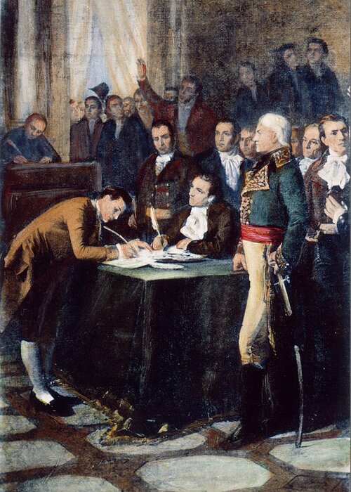 1811 Greeting Card featuring the painting Venezuela Independence by Granger