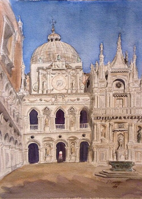 Architecture Greeting Card featuring the painting Venice I by Henrieta Maneva