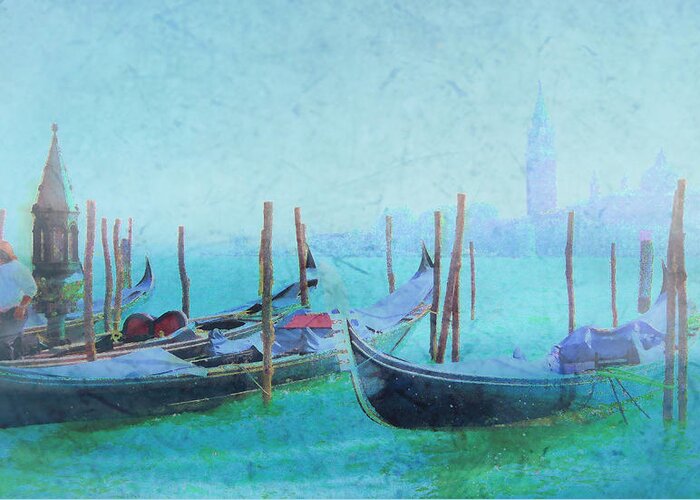Italy Greeting Card featuring the painting Venice Italy Gondolas with San Giorgio Maggiore by Douglas MooreZart