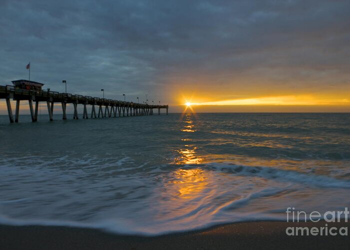 Venice Pier Greeting Card featuring the photograph Venice Pier Light Shine by Amazing Jules