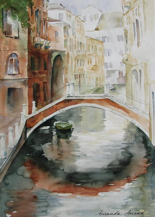 Venice Greeting Card featuring the painting Venice Reflections by Amanda Amend