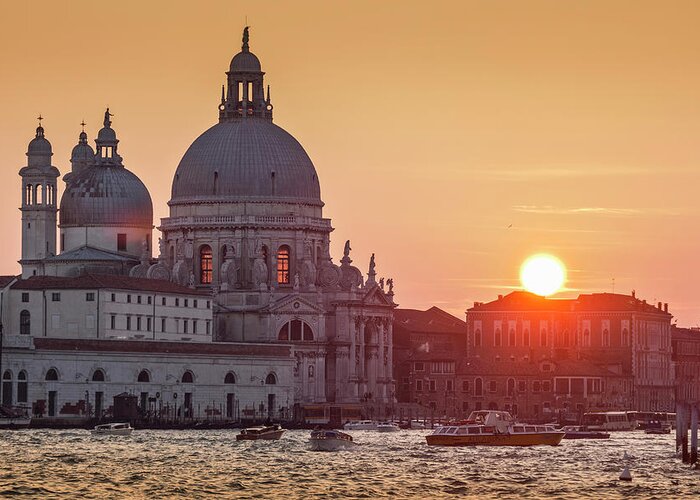 Tranquility Greeting Card featuring the photograph Venice. The Grand Canal At Sunset by Buena Vista Images