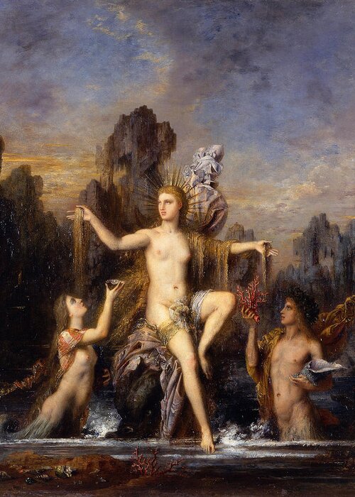 Gustave Moreau Greeting Card featuring the painting Venus rising from the sea by Gustave Moreau