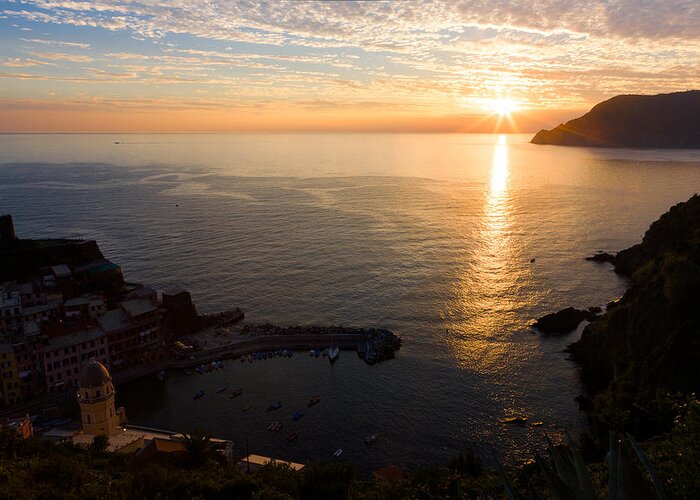 Cinque Terre Greeting Card featuring the photograph Vernazza Sunset - I by Carl Amoth