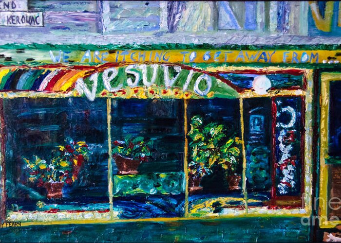 Vesuvio's Greeting Card featuring the painting Vesuvio's - San Francisco by Amy Fearn