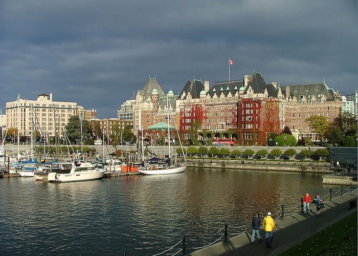 Victoria Bc Canada Greeting Card featuring the photograph Victoria Harbour by Wendy McKennon