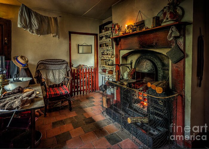 British Greeting Card featuring the photograph Victorian Fire Place by Adrian Evans