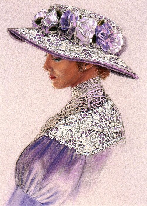 Victorian Lady Greeting Card featuring the painting Victorian Lady in Lavender Lace by Sue Halstenberg