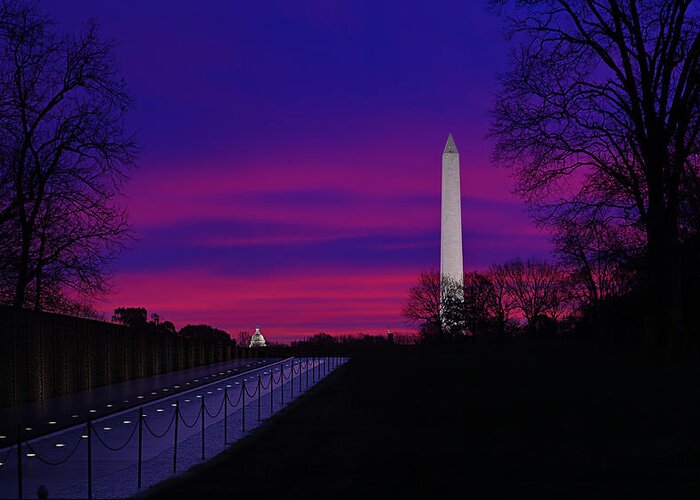 Metro Greeting Card featuring the photograph Vietnam Memorial Sunrise by Metro DC Photography